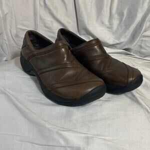 Merrell Encore Eclipse Brown Leather Clog Loafer 7 Comfort Ortholite Work Nurse‎